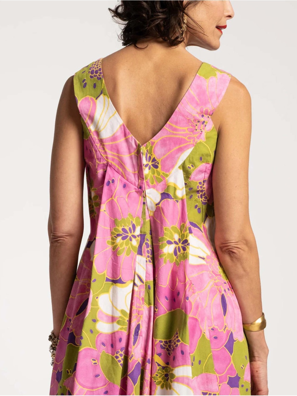 Vibrant Floral Maxi Dress in Pink and Green - Picture 5 of 6